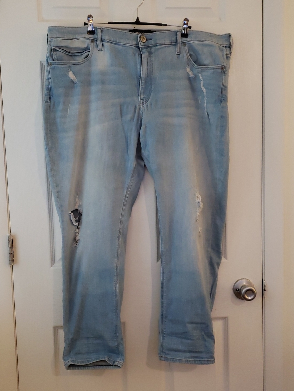Express Light Blue Women's Girlfriend Distressed Jeans